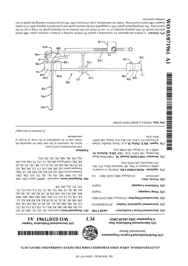 Document de brevet canadien 2475142. Abrégé 20040730. Image 1 de 2