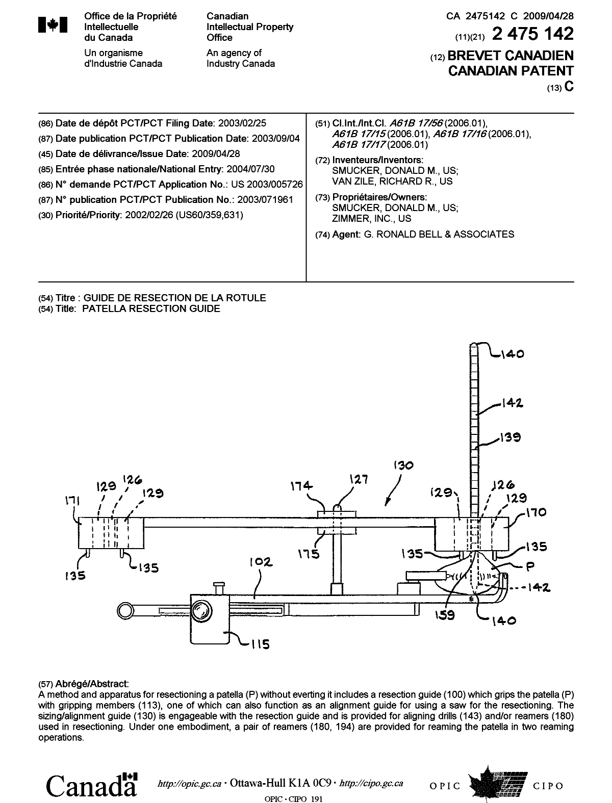 Document de brevet canadien 2475142. Page couverture 20090414. Image 1 de 1