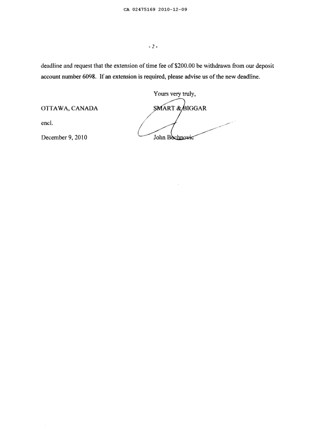 Document de brevet canadien 2475169. Poursuite-Amendment 20101209. Image 2 de 4