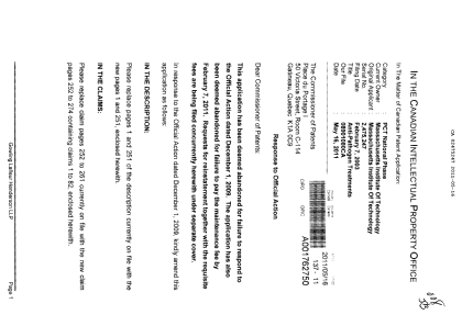 Canadian Patent Document 2475247. Prosecution-Amendment 20101216. Image 1 of 32