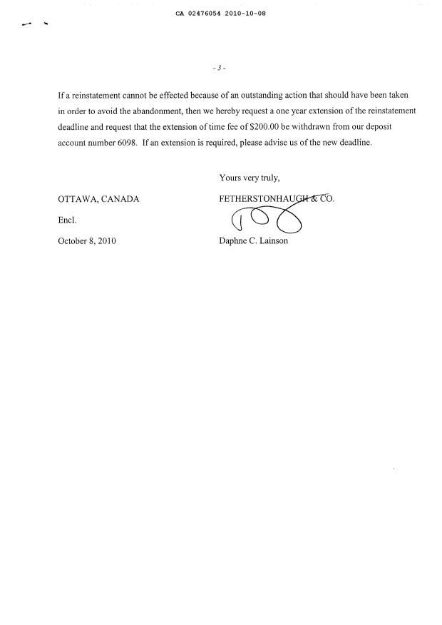 Document de brevet canadien 2476054. Poursuite-Amendment 20101008. Image 3 de 3