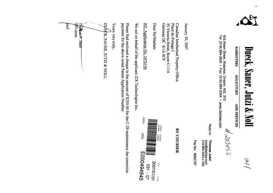 Document de brevet canadien 2476156. Poursuite-Amendment 20070131. Image 1 de 1