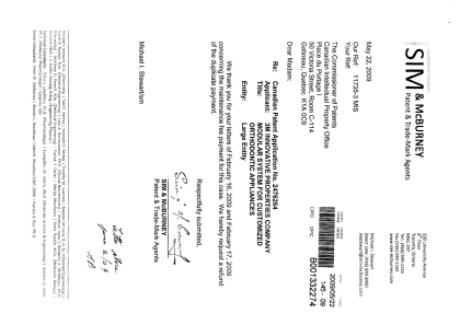 Canadian Patent Document 2476264. Fees 20090522. Image 1 of 3