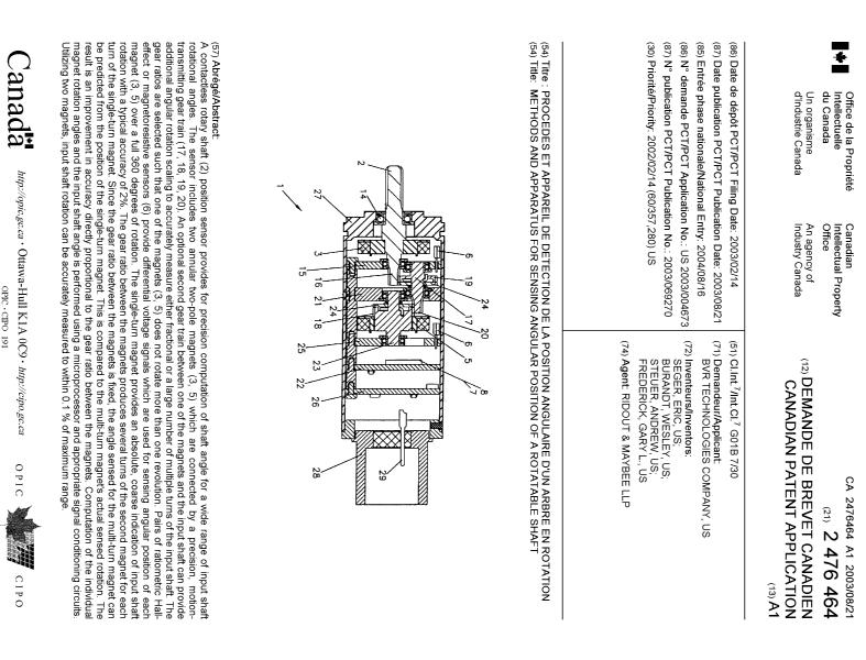 Document de brevet canadien 2476464. Page couverture 20041101. Image 1 de 1