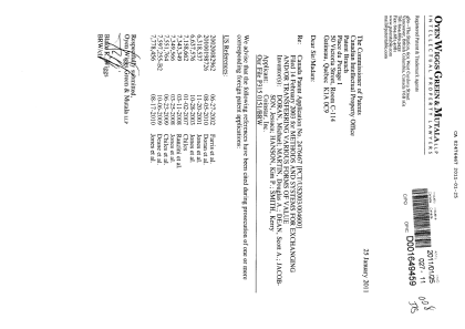 Document de brevet canadien 2476467. Poursuite-Amendment 20101225. Image 1 de 1