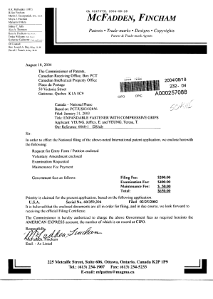 Document de brevet canadien 2476731. Cession 20040818. Image 1 de 2