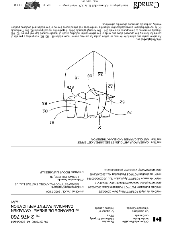 Canadian Patent Document 2476760. Cover Page 20041025. Image 1 of 1