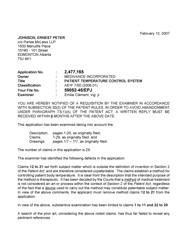 Canadian Patent Document 2477165. Prosecution-Amendment 20070213. Image 1 of 2