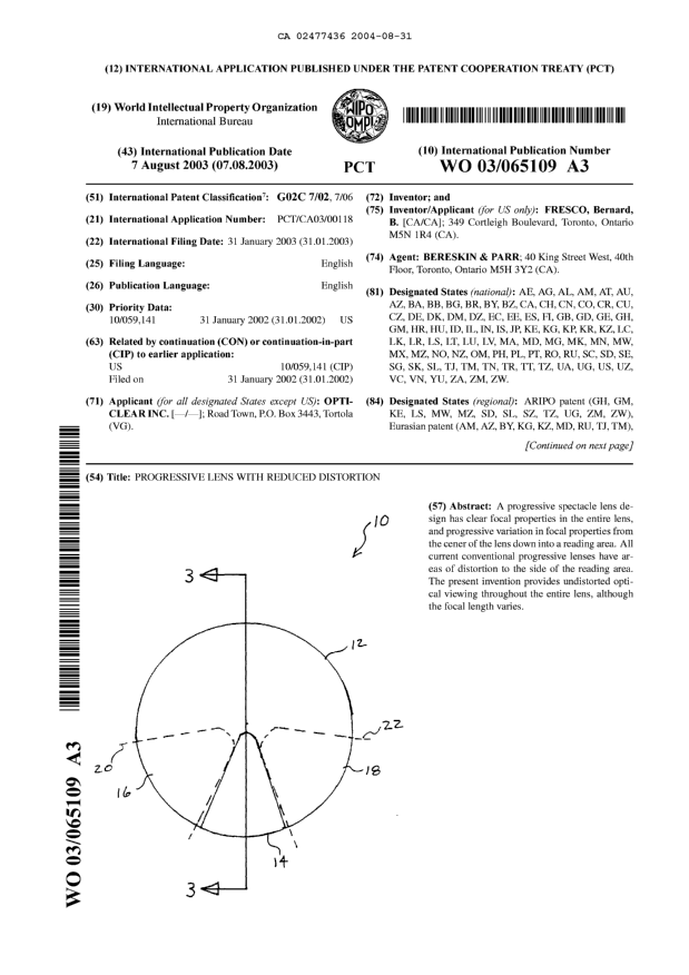 Canadian Patent Document 2477436. Abstract 20040831. Image 1 of 2