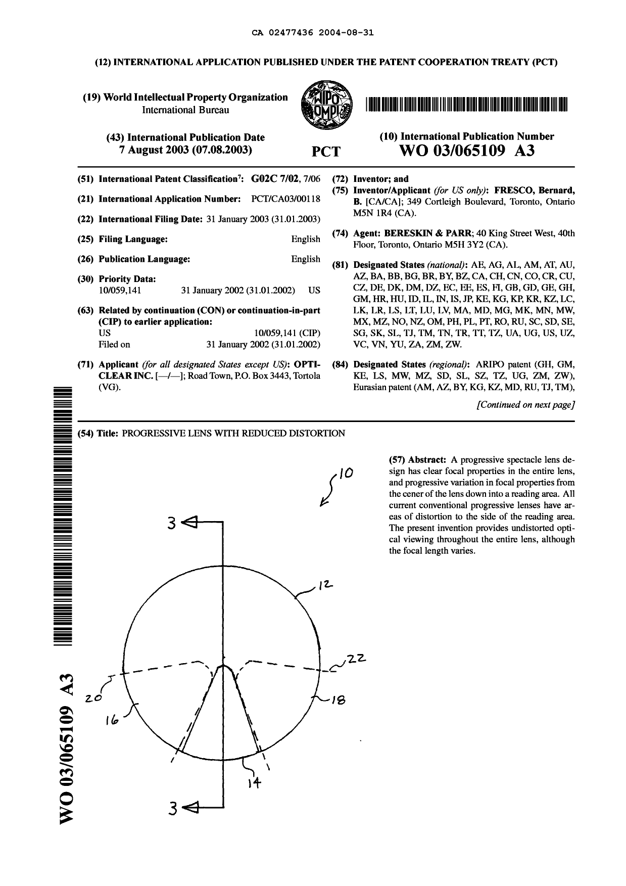 Document de brevet canadien 2477436. Abrégé 20040831. Image 1 de 2
