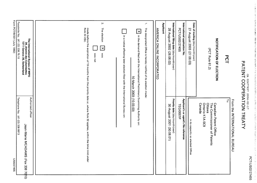 Document de brevet canadien 2477637. PCT 20040217. Image 1 de 19