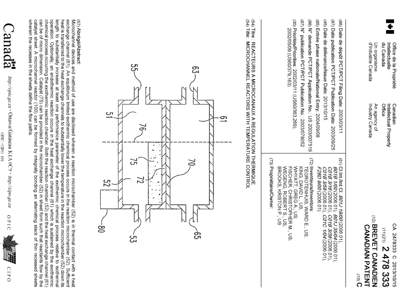 Canadian Patent Document 2478333. Cover Page 20130910. Image 1 of 2