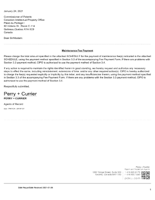 Canadian Patent Document 2478516. Maintenance Fee Correspondence 20210126. Image 2 of 4