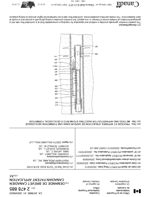 Canadian Patent Document 2478885. Cover Page 20041110. Image 1 of 2