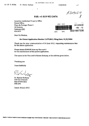 Document de brevet canadien 2479863. Taxes 20120628. Image 1 de 3
