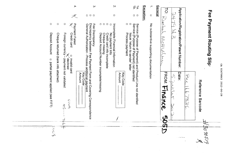 Canadian Patent Document 2479863. Fees 20120628. Image 2 of 3