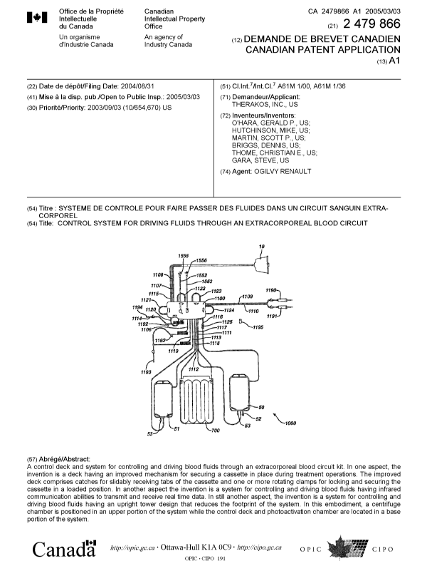 Document de brevet canadien 2479866. Page couverture 20050211. Image 1 de 1