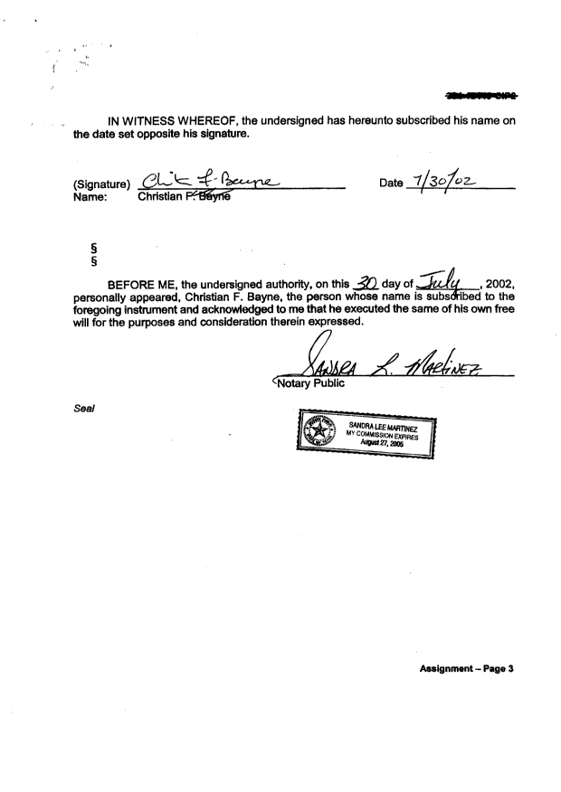 Canadian Patent Document 2480070. Assignment 20050920. Image 6 of 7