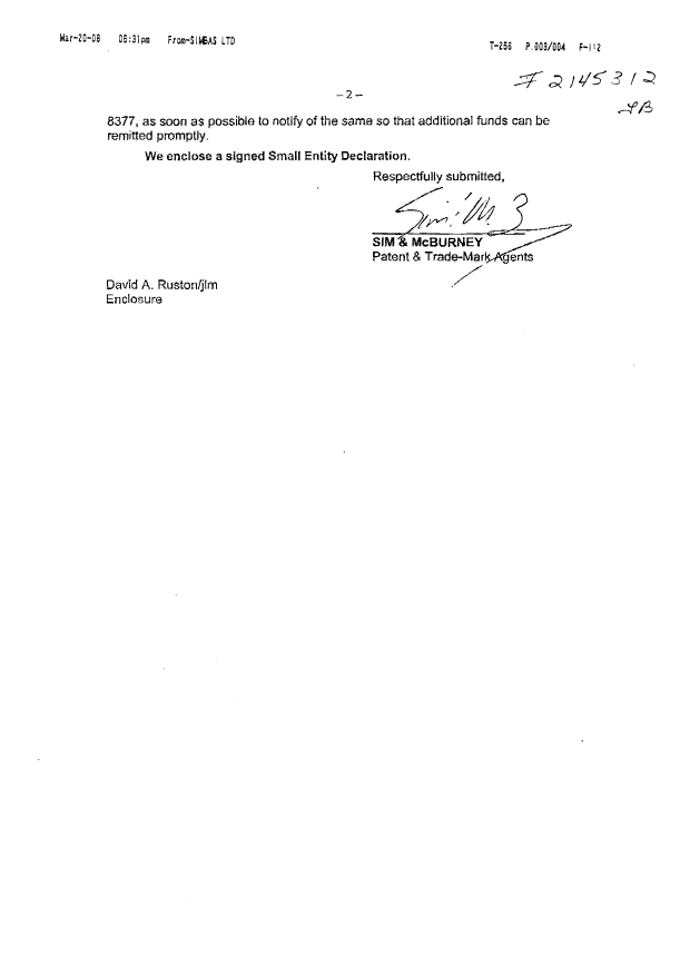 Document de brevet canadien 2480081. Taxes 20071220. Image 2 de 4