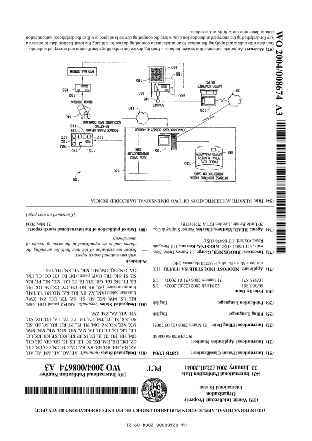 Canadian Patent Document 2480088. Abstract 20040921. Image 1 of 2