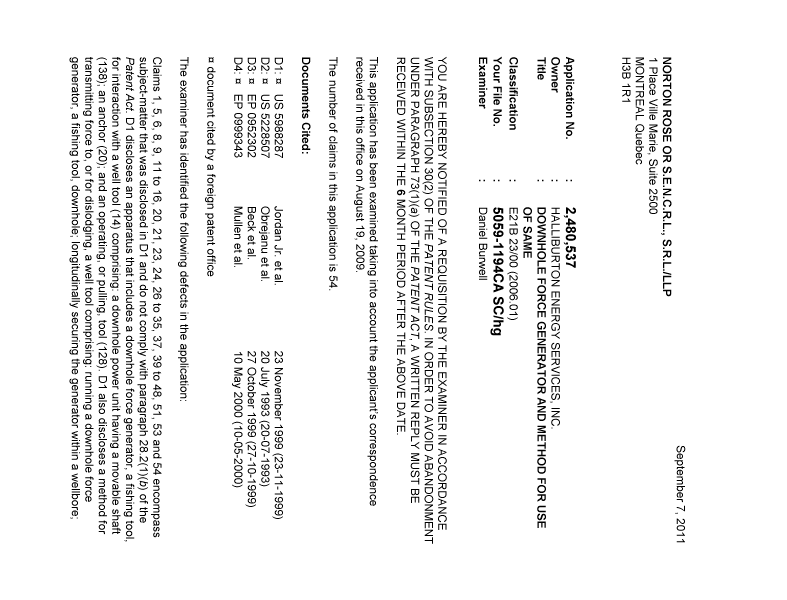 Document de brevet canadien 2480537. Poursuite-Amendment 20110907. Image 1 de 3