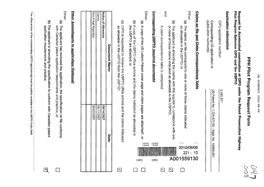 Document de brevet canadien 2480821. Poursuite-Amendment 20091206. Image 1 de 15