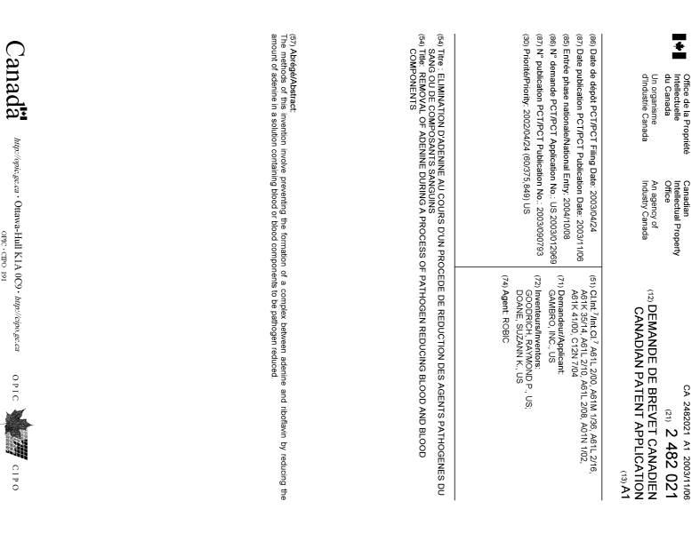 Document de brevet canadien 2482021. Page couverture 20041217. Image 1 de 1