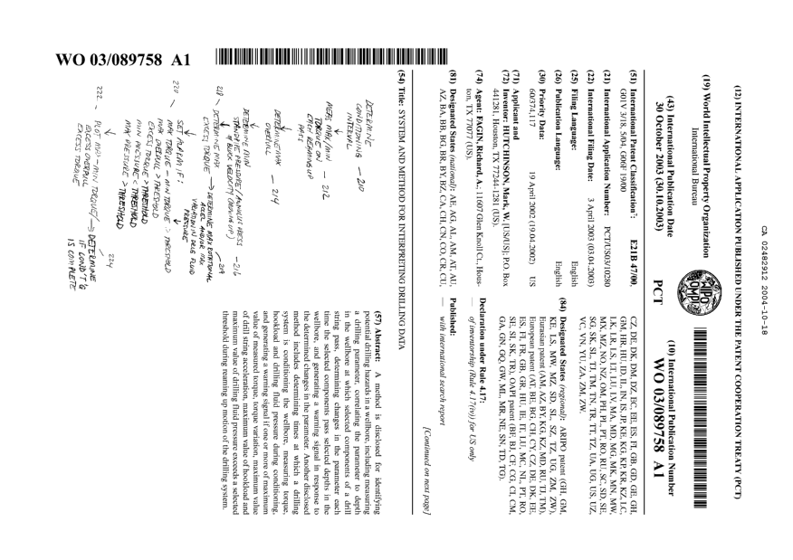 Document de brevet canadien 2482912. Abrégé 20041018. Image 1 de 2