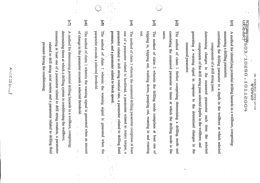 Document de brevet canadien 2482912. Revendications 20041019. Image 1 de 8