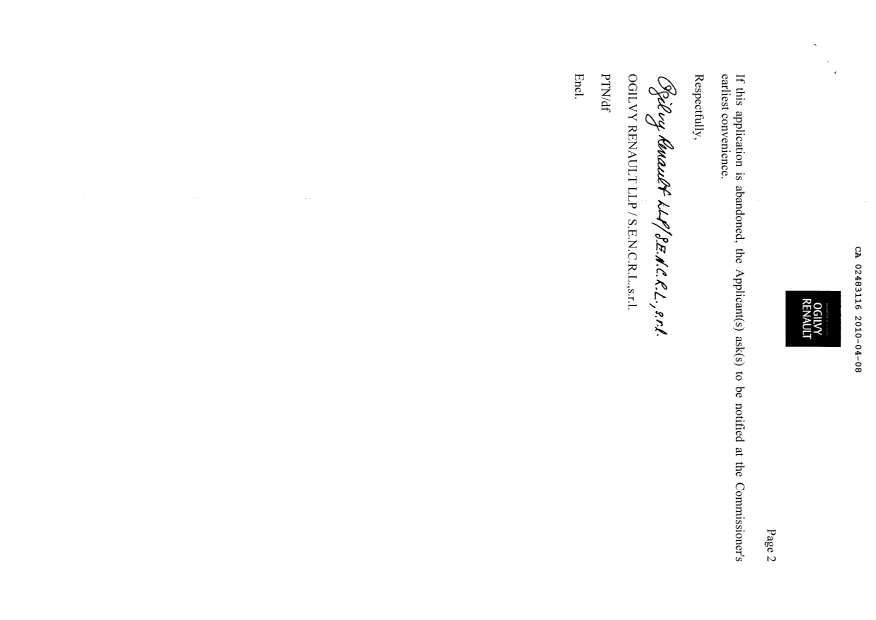 Canadian Patent Document 2483116. Correspondence 20100408. Image 2 of 3