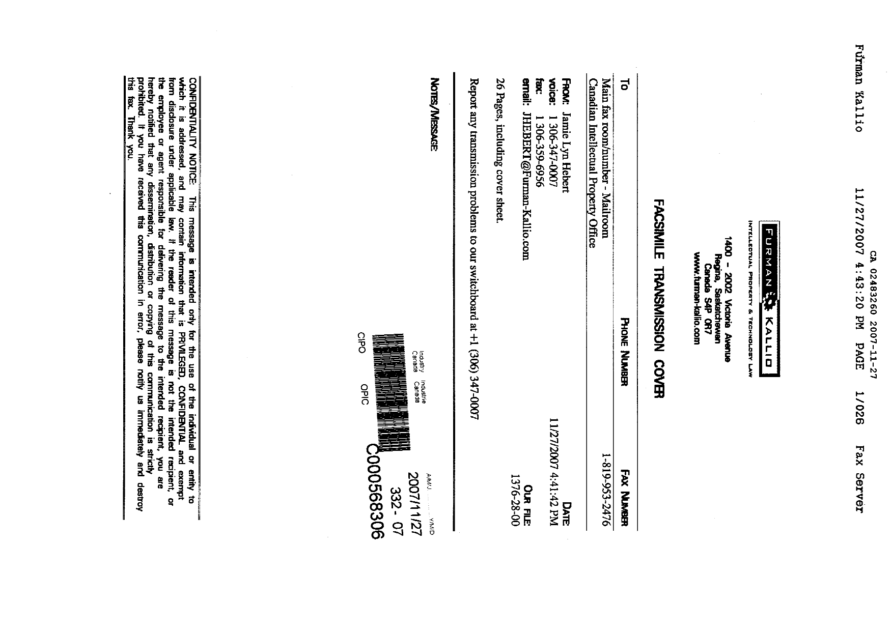 Canadian Patent Document 2483260. Prosecution-Amendment 20061227. Image 26 of 26