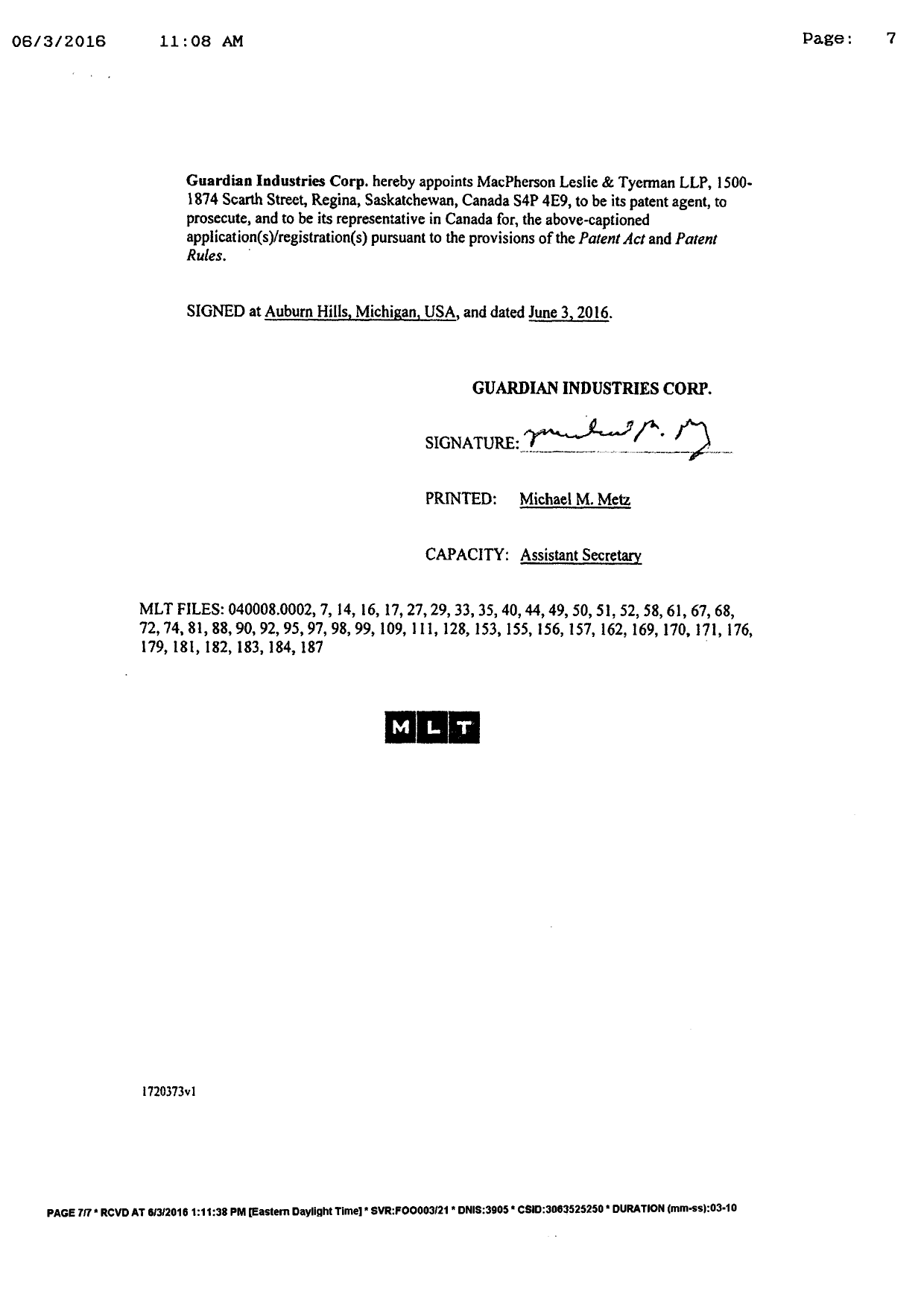Canadian Patent Document 2483260. Correspondence 20151203. Image 7 of 7