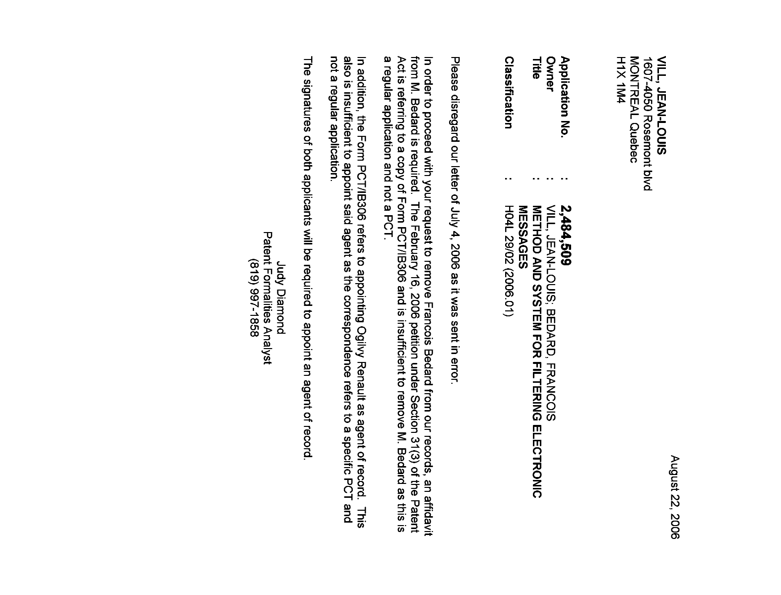 Canadian Patent Document 2484509. Correspondence 20051217. Image 1 of 1