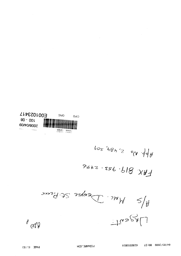 Canadian Patent Document 2484509. Correspondence 20071209. Image 1 of 3