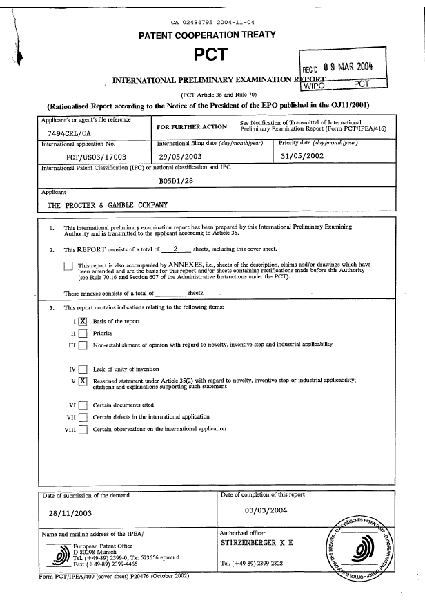Document de brevet canadien 2484795. PCT 20041104. Image 2 de 6