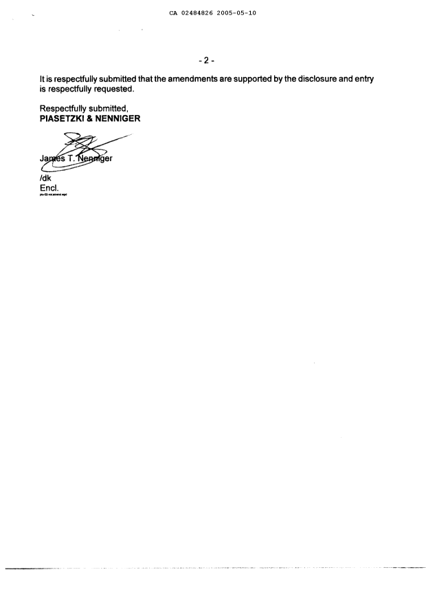 Canadian Patent Document 2484826. Prosecution-Amendment 20041210. Image 2 of 4