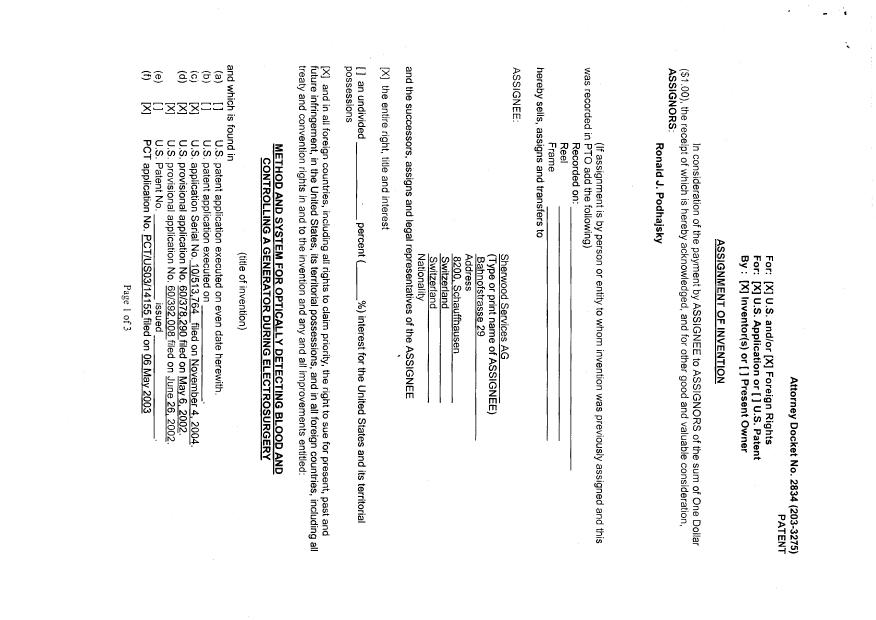 Canadian Patent Document 2484875. Assignment 20051020. Image 2 of 4