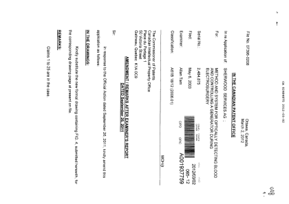 Canadian Patent Document 2484875. Prosecution-Amendment 20120302. Image 1 of 3