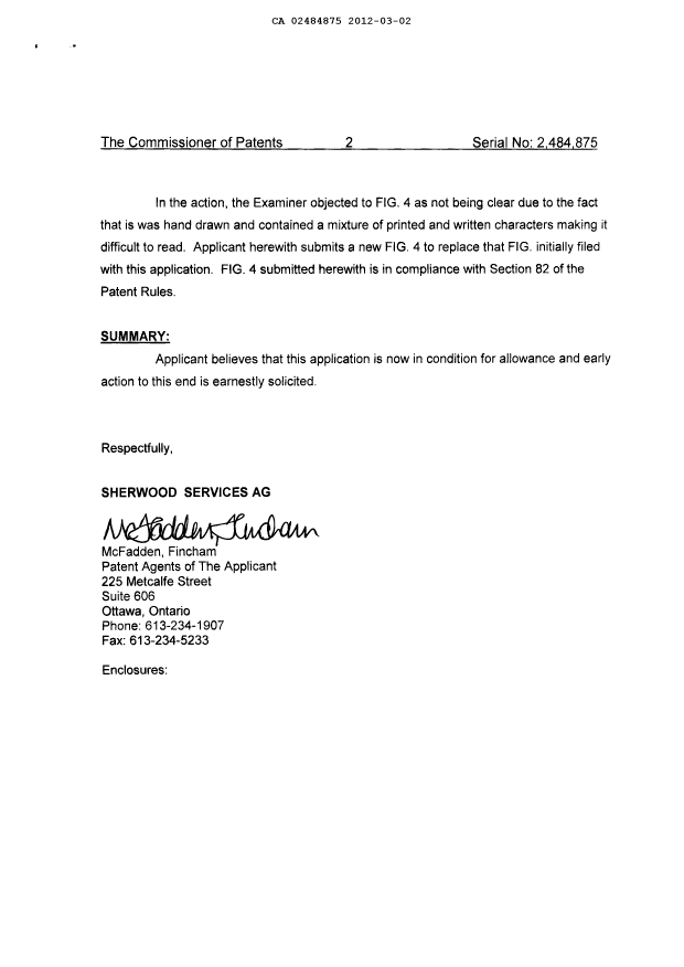 Document de brevet canadien 2484875. Poursuite-Amendment 20120302. Image 2 de 3