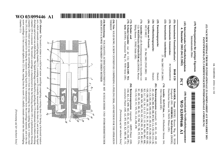 Document de brevet canadien 2485082. Abrégé 20041102. Image 1 de 2