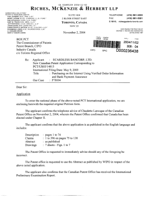 Canadian Patent Document 2485109. Assignment 20041102. Image 1 of 9