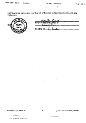 Document de brevet canadien 2485109. Cession 20041102. Image 9 de 9