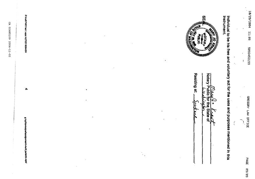 Document de brevet canadien 2485109. Cession 20041102. Image 9 de 9