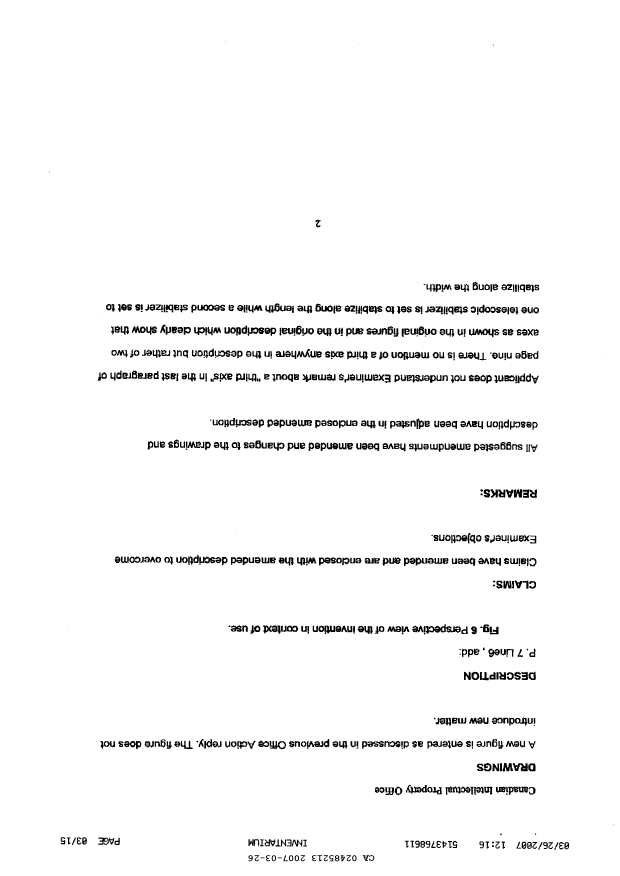 Document de brevet canadien 2485213. Poursuite-Amendment 20061226. Image 2 de 15