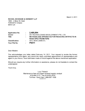 Document de brevet canadien 2485894. Correspondance 20110303. Image 1 de 1