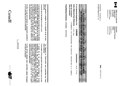 Canadian Patent Document 2486562. Correspondence 20070912. Image 1 of 1
