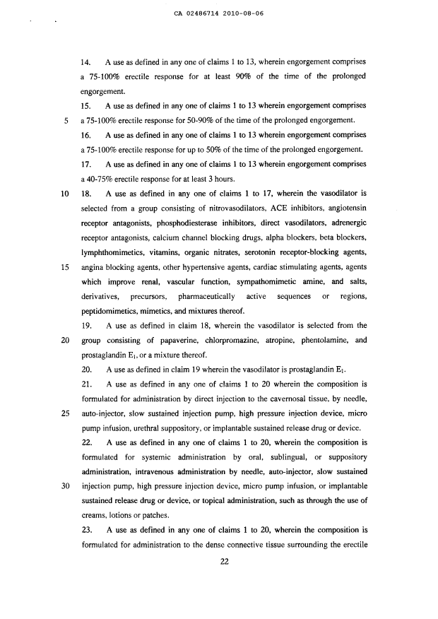 Document de brevet canadien 2486714. Revendications 20100806. Image 2 de 6