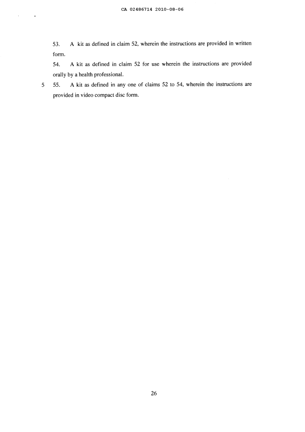 Document de brevet canadien 2486714. Revendications 20100806. Image 6 de 6