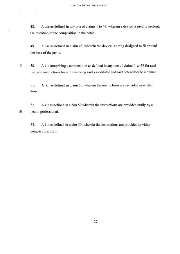 Document de brevet canadien 2486714. Revendications 20120620. Image 7 de 7