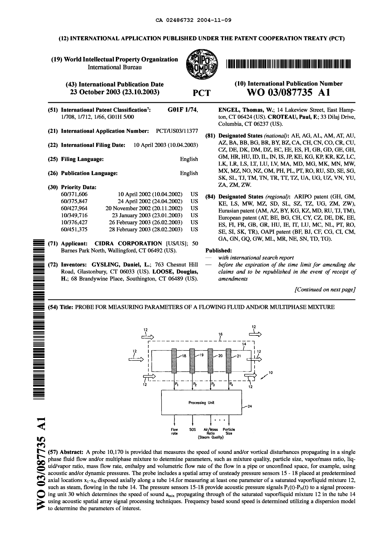 Document de brevet canadien 2486732. Abrégé 20041109. Image 1 de 2